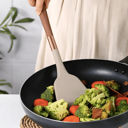 Silicone Kitchen Utensil Set with Holder Heat Resistant Cooking Tools Home Decor