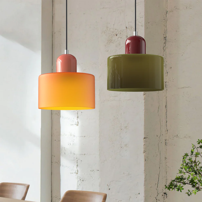 Retro Coloured Glass Pendant Lamp Handblown Shade Ceiling Light Home Decor