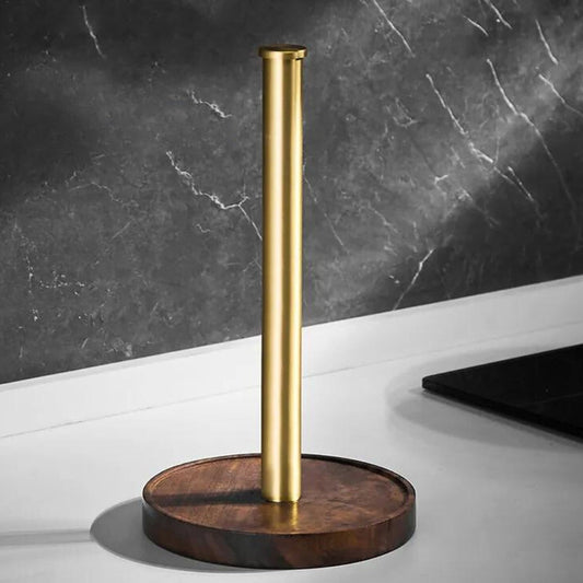 Walnut Wood Paper Towel Holder Freestanding Kitchen Counter Decor