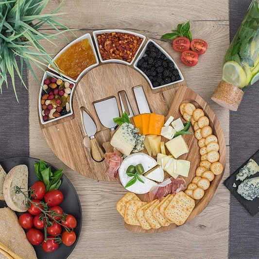 Acacia Wood Cheese Board and Knife Set Charcuterie Board Home Decor