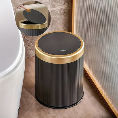 Luxury Oval Press-Top Trash Can with Dual Inner Bucket Bathroom Home Decor