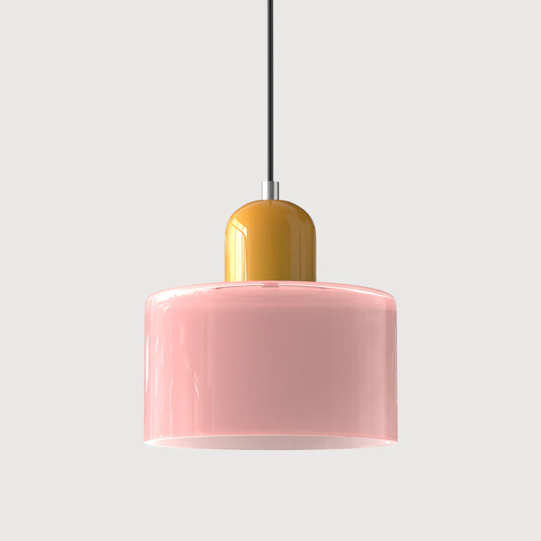Retro Coloured Glass Pendant Lamp Handblown Shade Ceiling Light Home Decor
