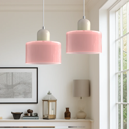 Retro Coloured Glass Pendant Lamp Handblown Shade Ceiling Light Home Decor