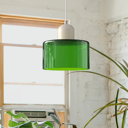 Retro Coloured Glass Pendant Lamp Handblown Shade Ceiling Light Home Decor