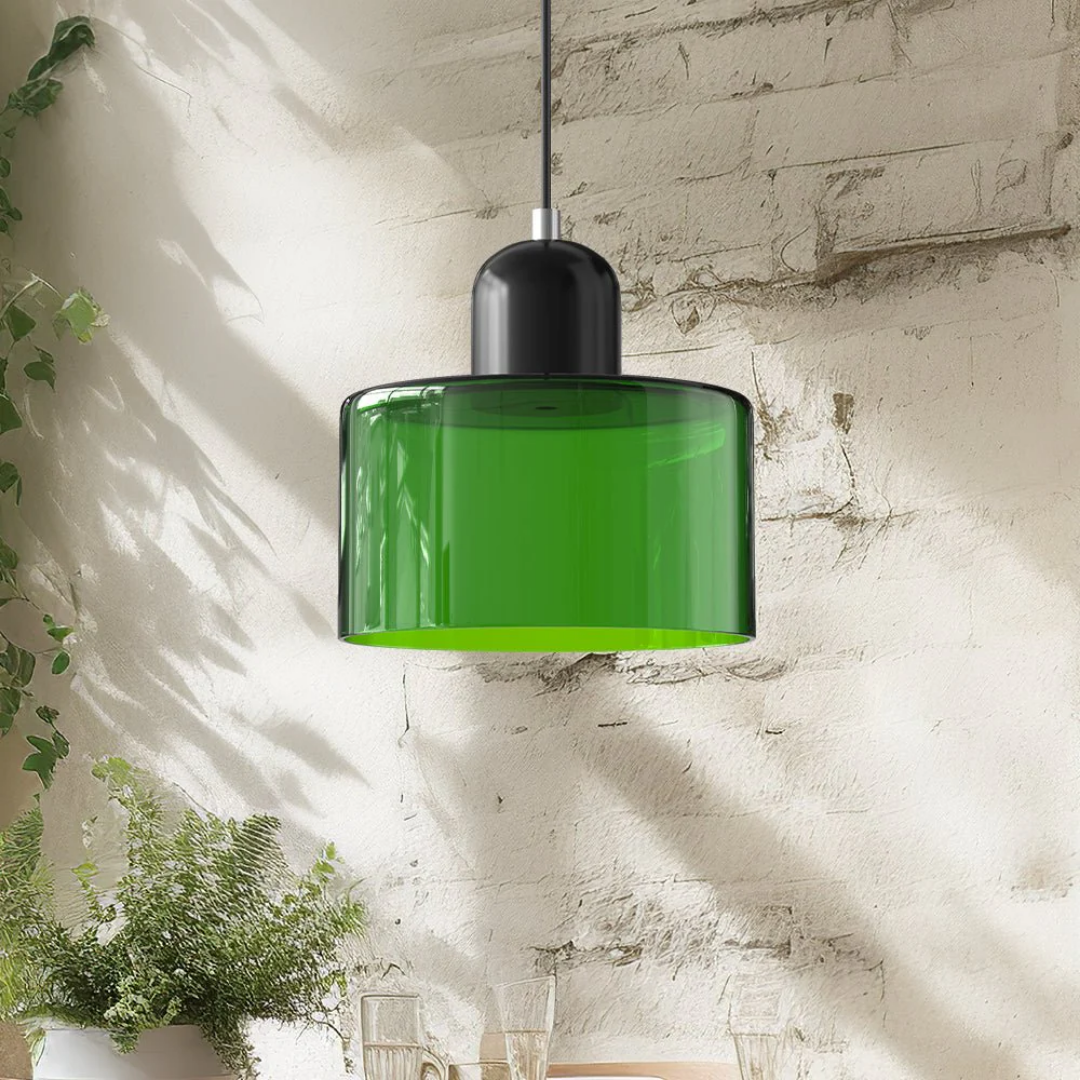 Retro Coloured Glass Pendant Lamp Handblown Shade Ceiling Light Home Decor