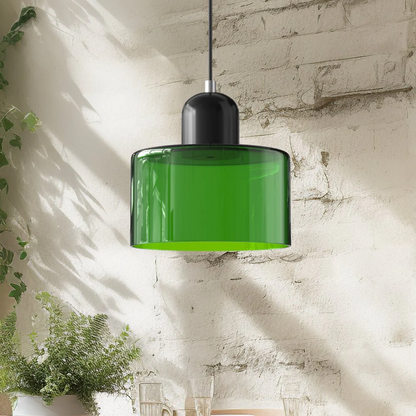Retro Coloured Glass Pendant Lamp Handblown Shade Ceiling Light Home Decor
