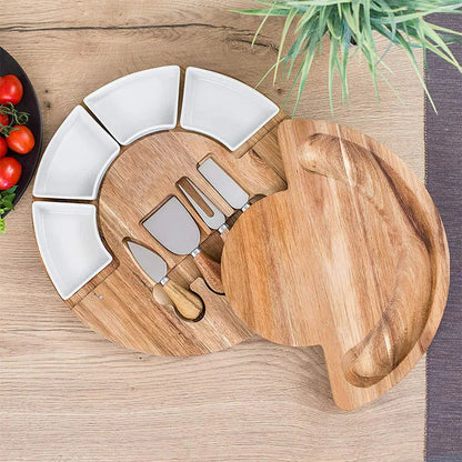 Acacia Wood Cheese Board and Knife Set Charcuterie Board Home Decor