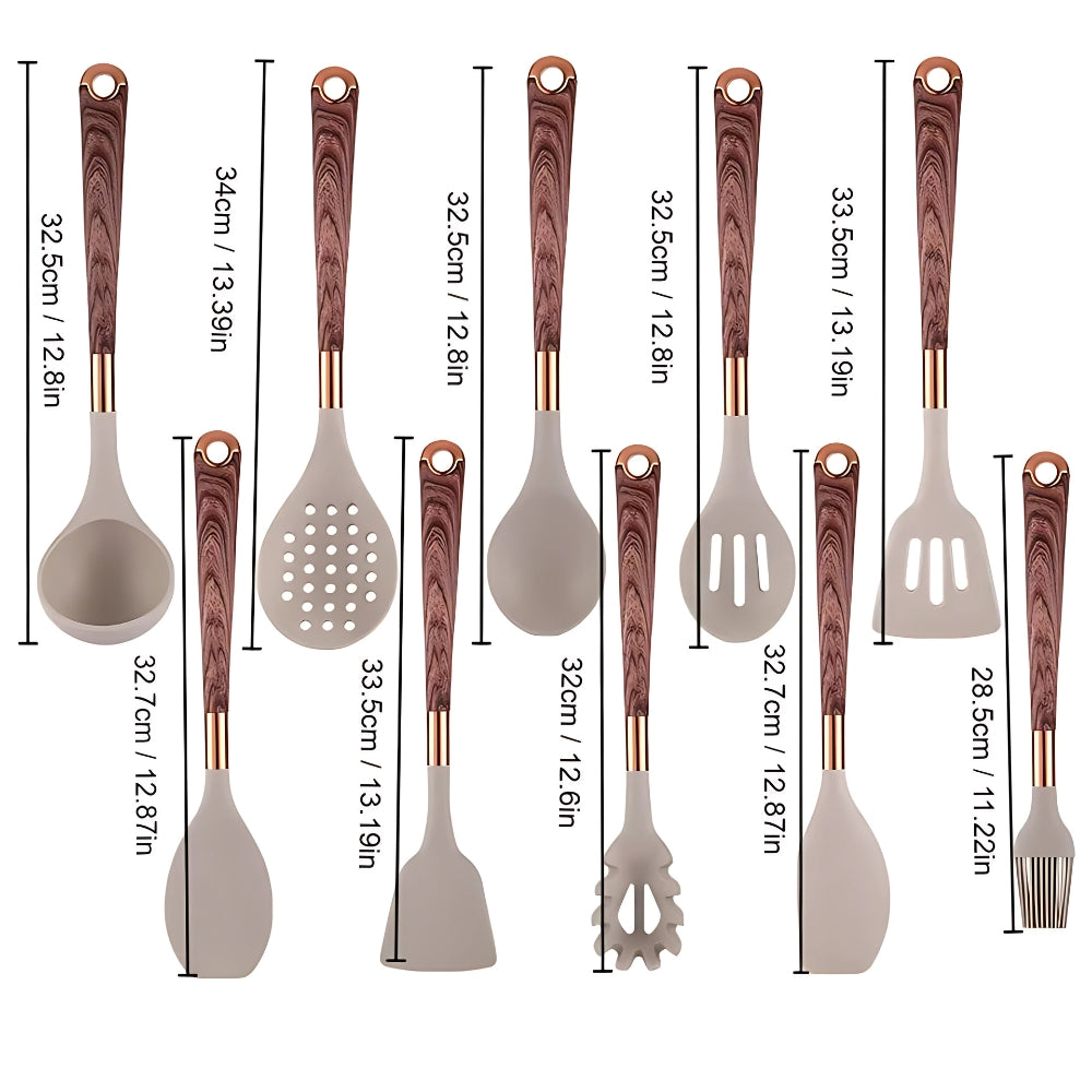 Silicone Kitchen Utensil Set with Holder Heat Resistant Cooking Tools Home Decor