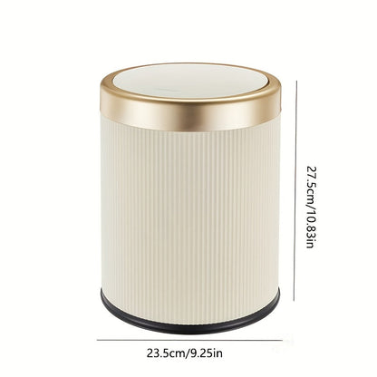 Luxury Oval Press-Top Trash Can with Dual Inner Bucket Bathroom Home Decor