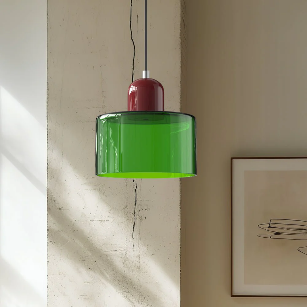 Retro Coloured Glass Pendant Lamp Handblown Shade Ceiling Light Home Decor