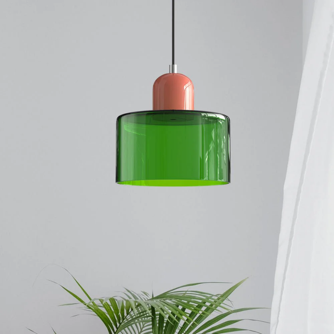 Retro Coloured Glass Pendant Lamp Handblown Shade Ceiling Light Home Decor