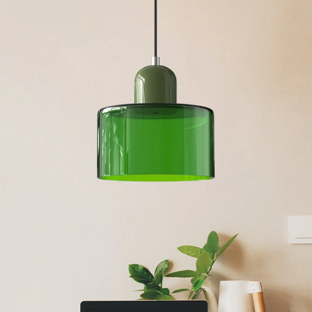 Retro Coloured Glass Pendant Lamp Handblown Shade Ceiling Light Home Decor