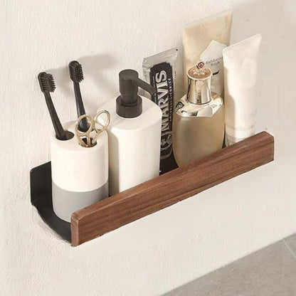 Rustic Wood Bathroom Wall Rack Storage Shelf No Drill Home Decor