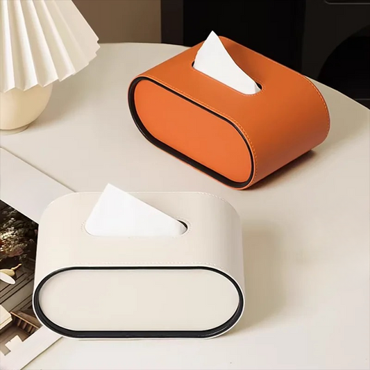 Leather Tissue Box Cover Premium PU Minimalist Bathroom Bedroom Decor