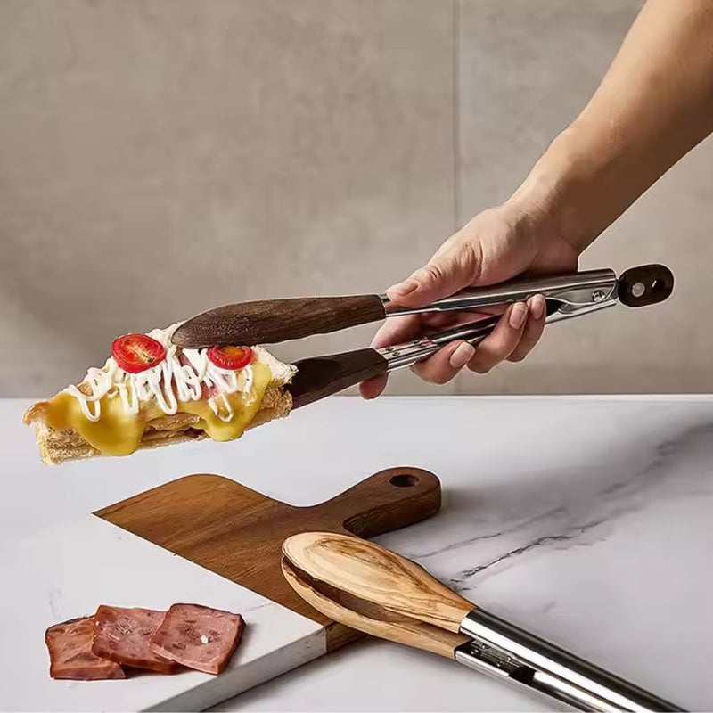 Wooden Handle Kitchen Tongs Set Natural Kitchen Utensils Gift Ideas