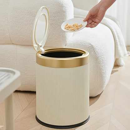 Luxury Oval Press-Top Trash Can with Dual Inner Bucket Bathroom Home Decor