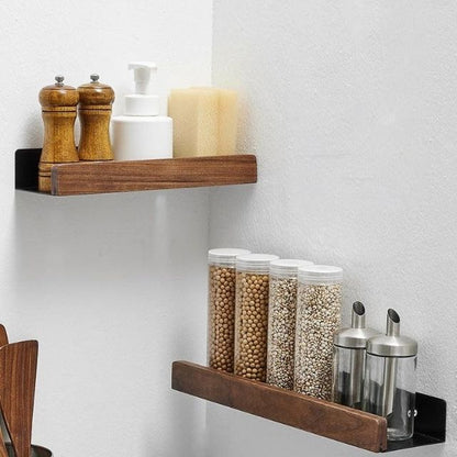 Rustic Wood Bathroom Wall Rack Storage Shelf No Drill Home Decor