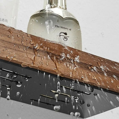 Rustic Wood Bathroom Wall Rack Storage Shelf No Drill Home Decor