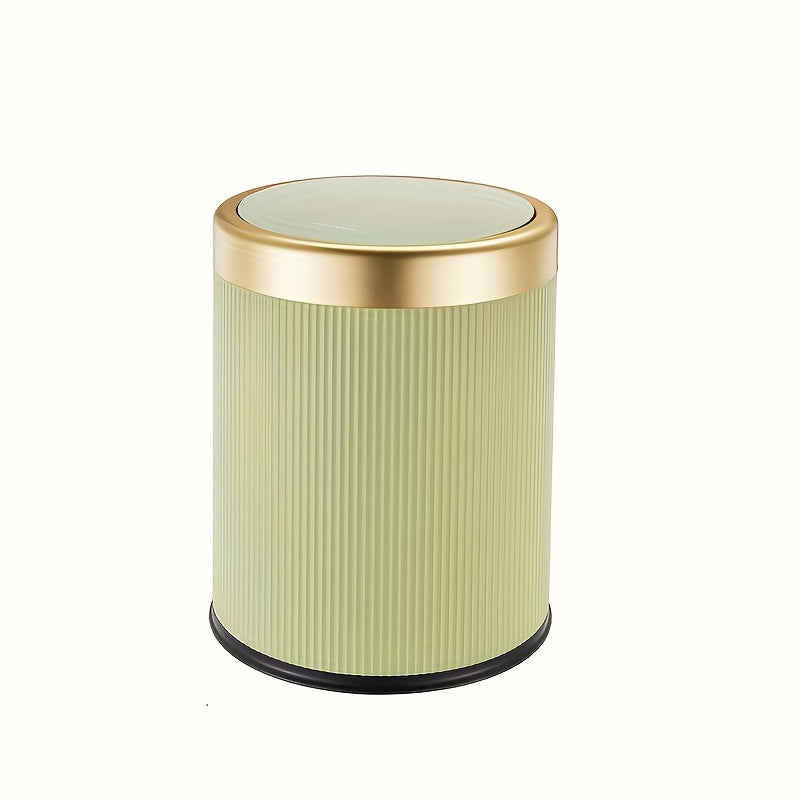 Luxury Oval Press-Top Trash Can with Dual Inner Bucket Bathroom Home Decor