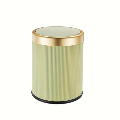 Luxury Oval Press-Top Trash Can with Dual Inner Bucket Bathroom Home Decor