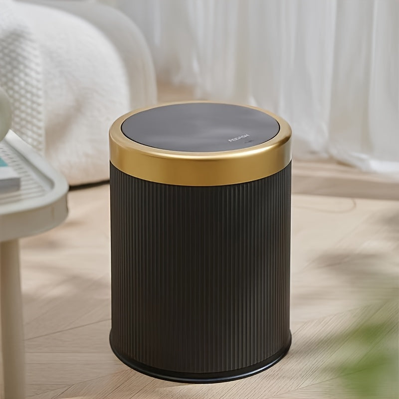 Luxury Oval Press-Top Trash Can with Dual Inner Bucket Bathroom Home Decor