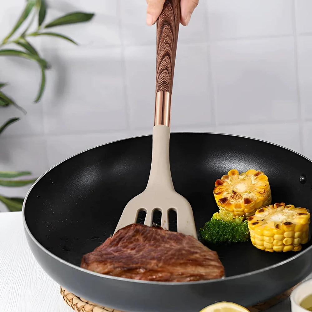 Silicone Kitchen Utensil Set with Holder Heat Resistant Cooking Tools Home Decor