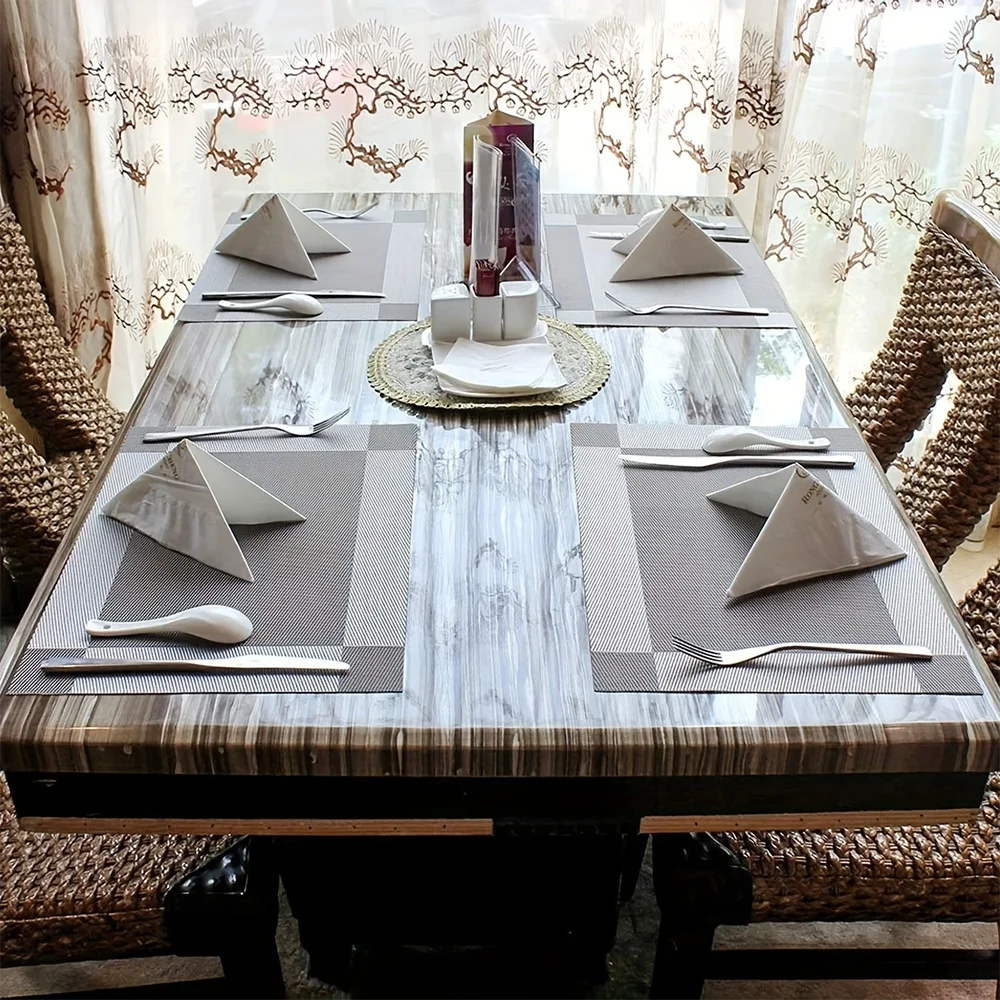 Woven PVC Placemat Set Heat-Resistant Non-Slip Washable Dining Table Mat Home Decor