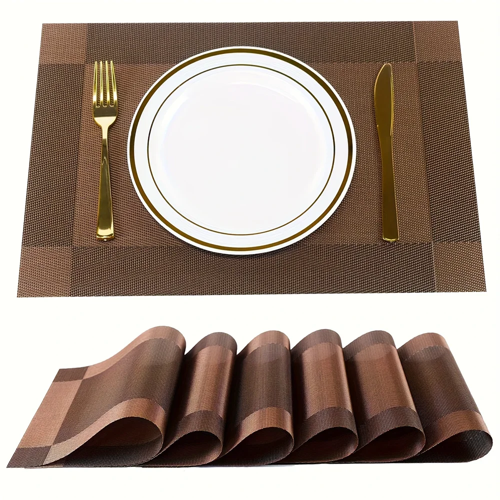 Woven PVC Placemat Set Heat-Resistant Non-Slip Washable Dining Table Mat Home Decor