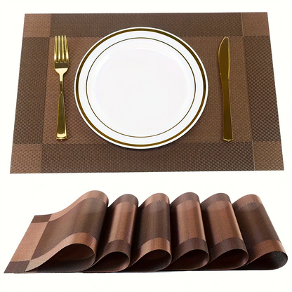 Woven PVC Placemat Set Heat-Resistant Non-Slip Washable Dining Table Mat Home Decor