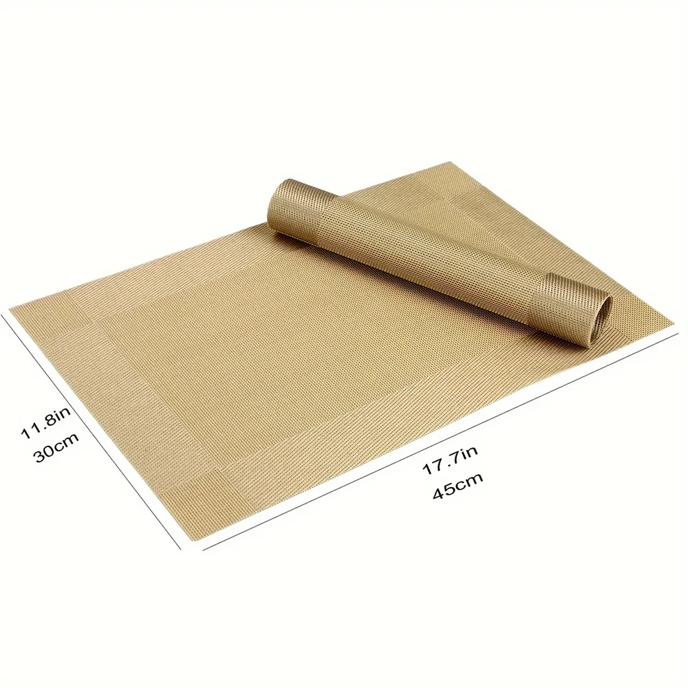 Woven PVC Placemat Set Heat-Resistant Non-Slip Washable Dining Table Mat Home Decor