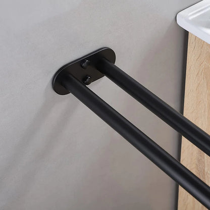 Stainless Steel Wall Mounted Towel Bar Single Double Black Silver Bathroom Decor