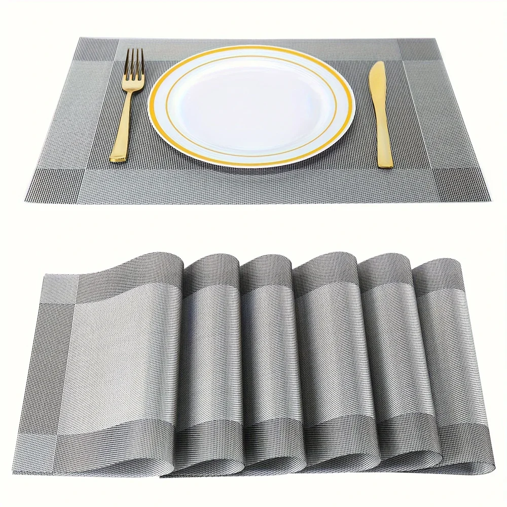 Woven PVC Placemat Set Heat-Resistant Non-Slip Washable Dining Table Mat Home Decor