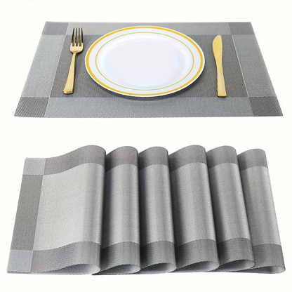 Woven PVC Placemat Set Heat-Resistant Non-Slip Washable Dining Table Mat Home Decor
