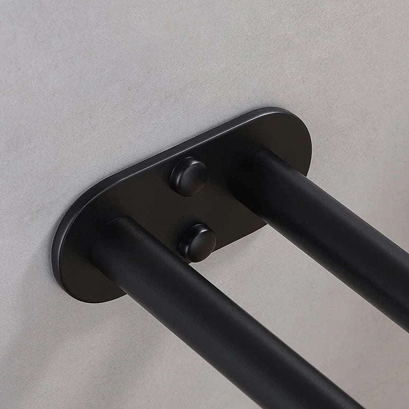 Stainless Steel Wall Mounted Towel Bar Single Double Black Silver Bathroom Decor