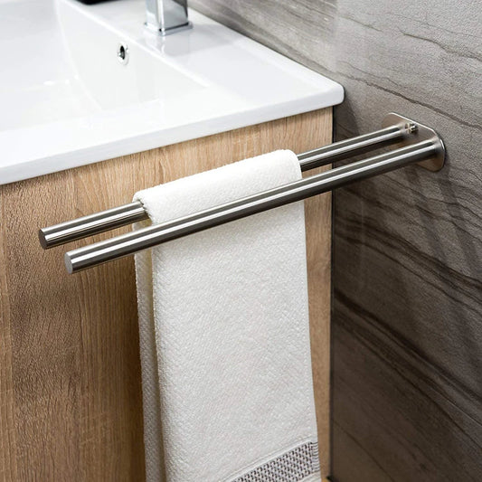 Stainless Steel Wall Mounted Towel Bar Single Double Black Silver Bathroom Decor