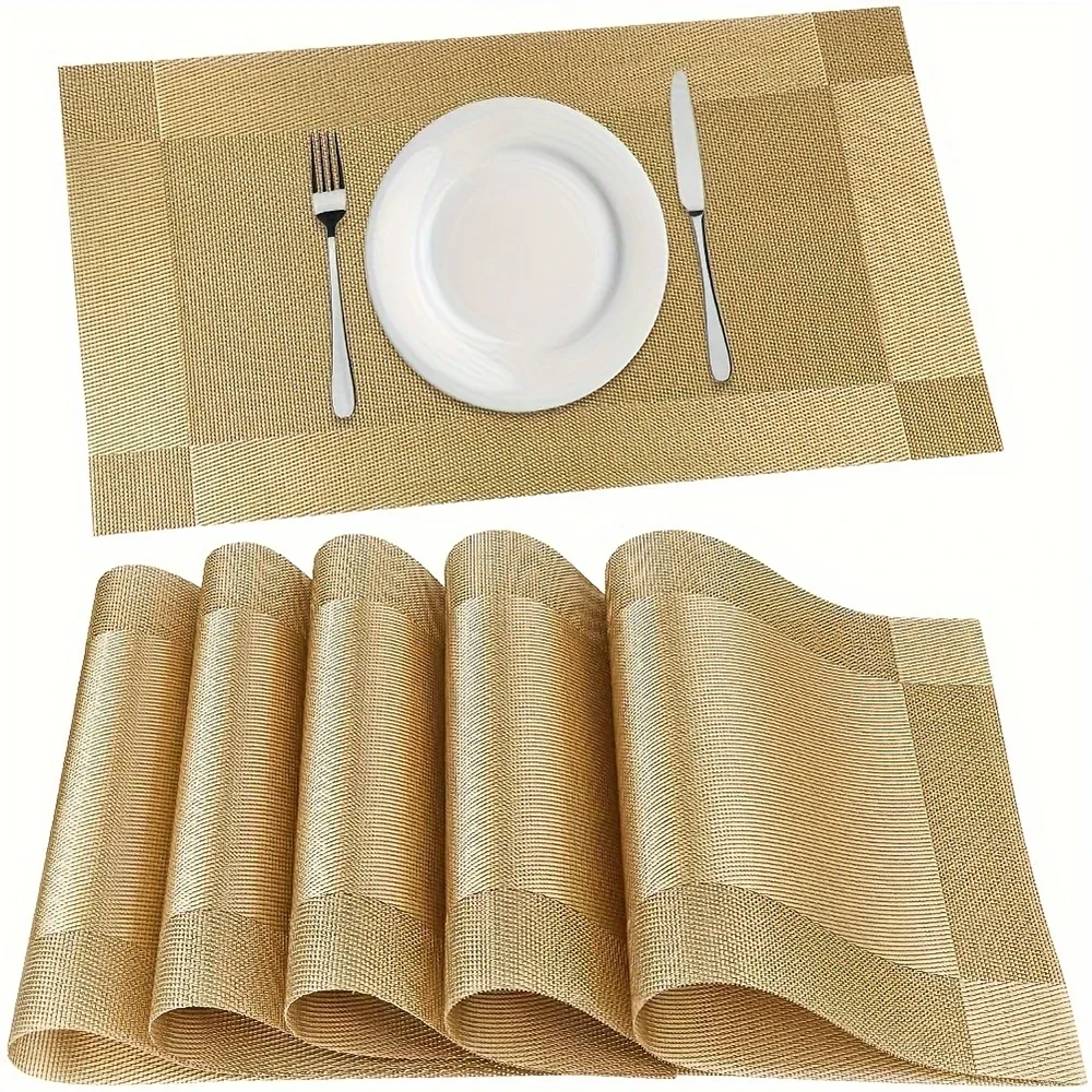 Woven PVC Placemat Set Heat-Resistant Non-Slip Washable Dining Table Mat Home Decor