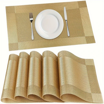 Woven PVC Placemat Set Heat-Resistant Non-Slip Washable Dining Table Mat Home Decor