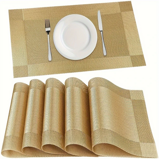 Woven PVC Placemat Set Heat-Resistant Non-Slip Washable Dining Table Mat Home Decor
