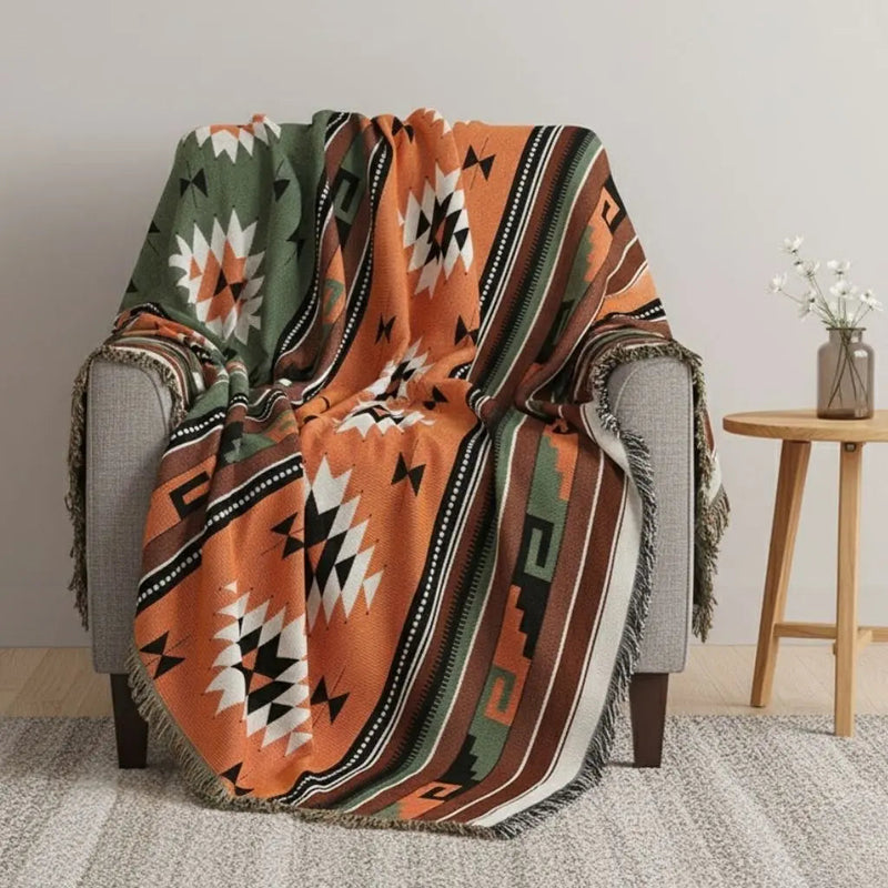 Boho Geometric Cotton Sofa Throw Blanket Indoor Outdoor Picnic Blanket