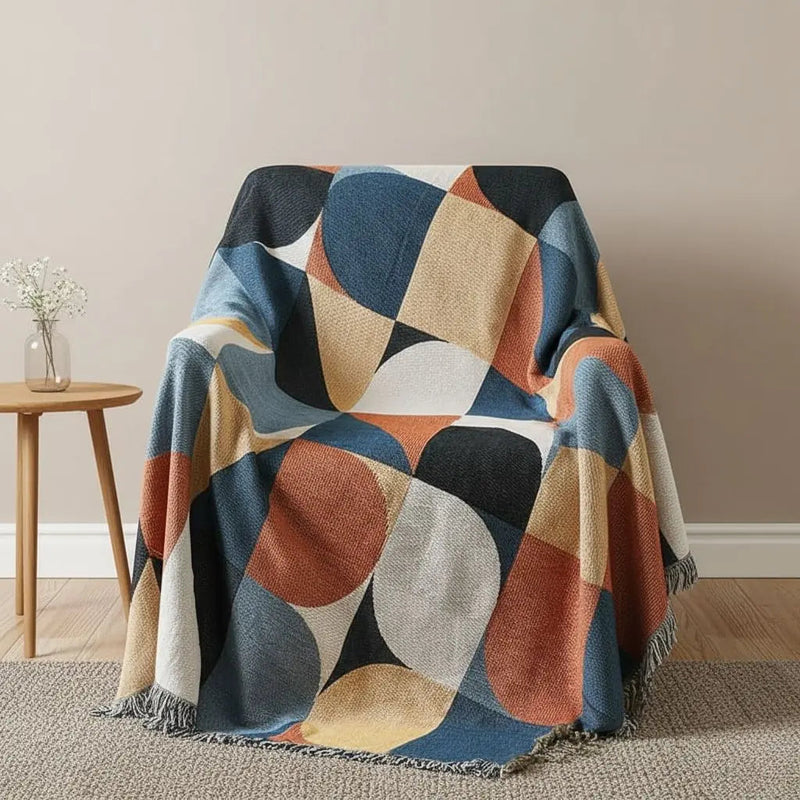 Boho Geometric Cotton Sofa Throw Blanket Indoor Outdoor Picnic Blanket