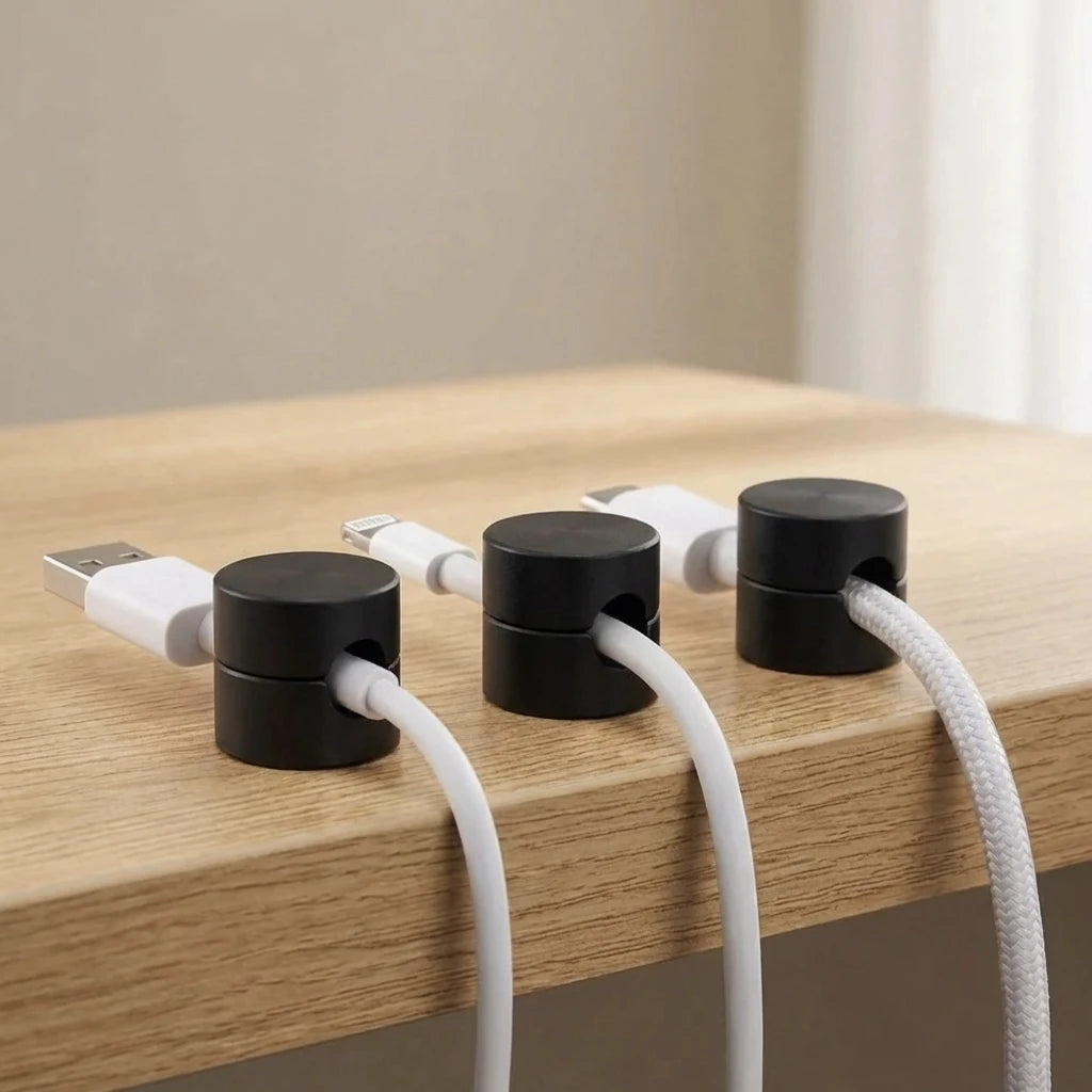 Aluminium Alloy Adhesive Cable Clips 3-Pack Desk and Wall Cable Management