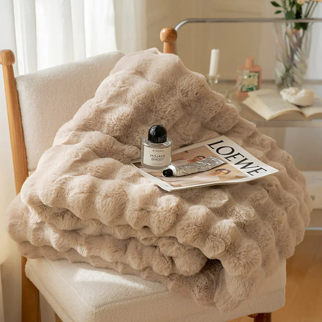 Rabbit Faux Fur Throw Blanket Luxury Plush Sofa Blanket Winter Home Decor