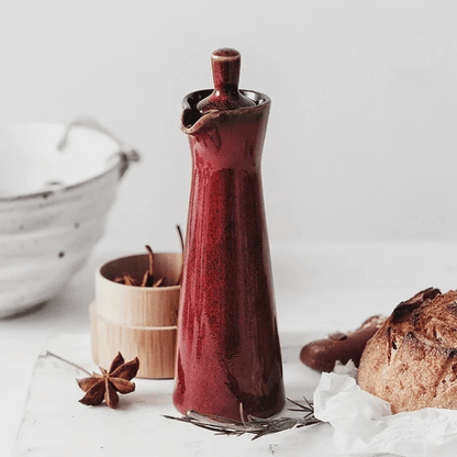 Ceramic Oil and Vinegar Dispenser Artisan Reactive Glaze Japandi Kitchen