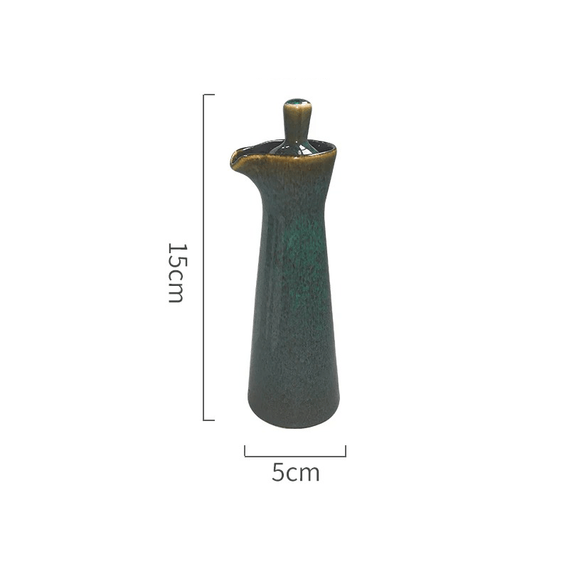 Ceramic Oil and Vinegar Dispenser Artisan Reactive Glaze Japandi Kitchen