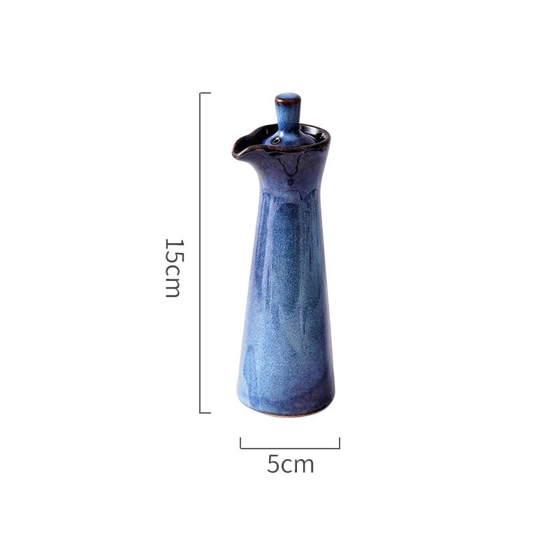 Ceramic Oil and Vinegar Dispenser Artisan Reactive Glaze Japandi Kitchen