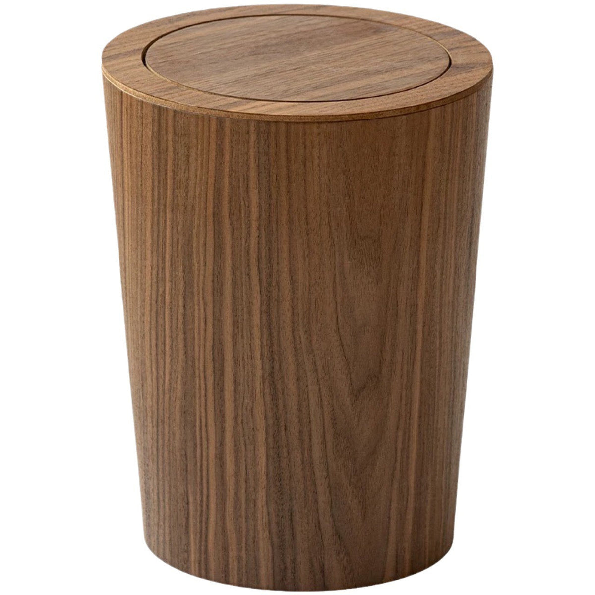 Japandi Rotating Waste Bin Wood Grain Minimalist Bathroom Decor