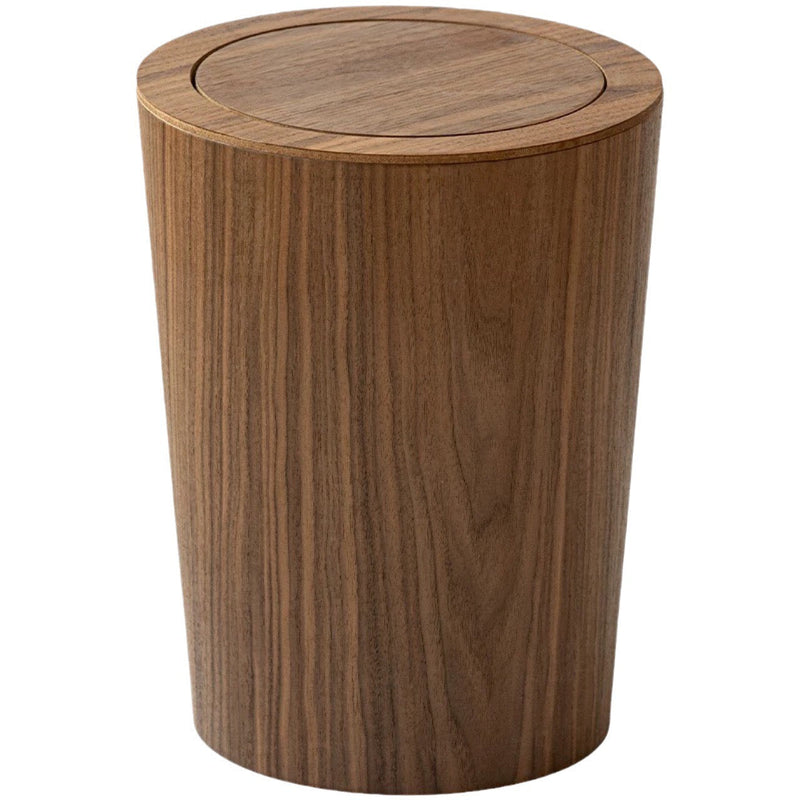 Japandi Rotating Waste Bin Wood Grain Minimalist Bathroom Decor