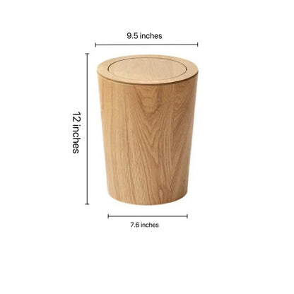 Japandi Rotating Waste Bin Wood Grain Minimalist Bathroom Decor