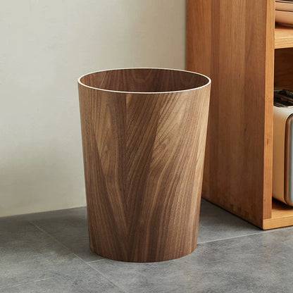 Japandi Rotating Waste Bin Wood Grain Minimalist Bathroom Decor