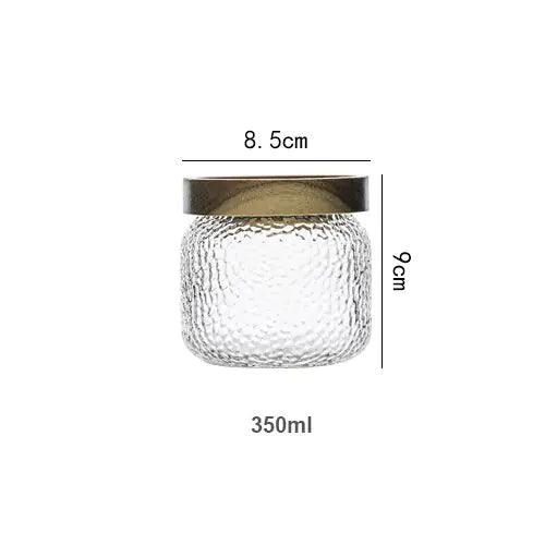 Hammered Glass Airtight Storage Jar with Timber Lid Kitchen Counter Decor